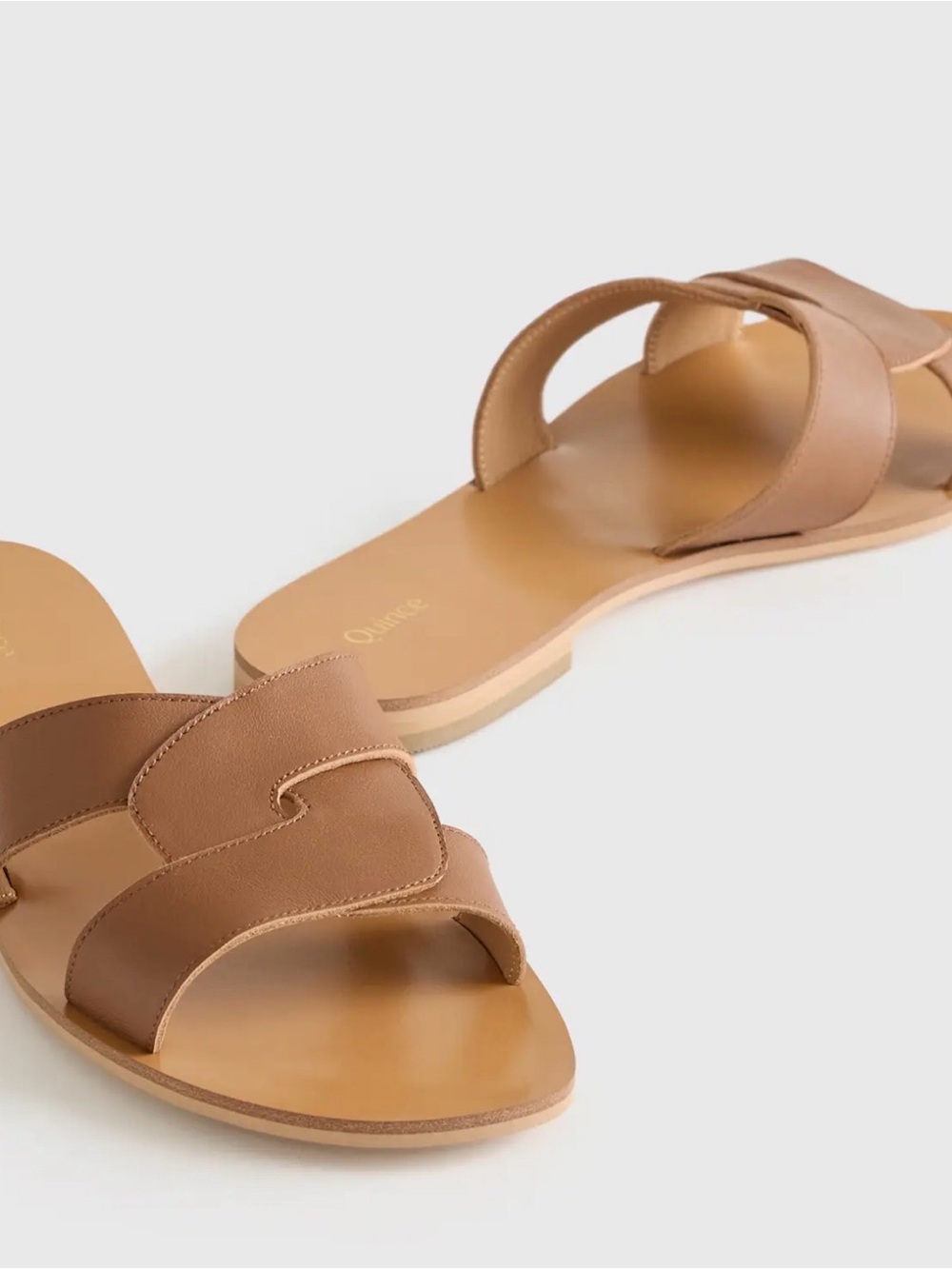 LIKE NEW Quince Tan Italian Leather Slide Sandals (7.5)